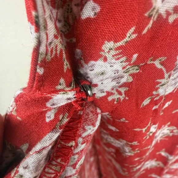 Natural Life Boho Red Ditsy Flower Sophia Wrap Maxi Dress Hippie Medium Prairie - Picture 7 of 13